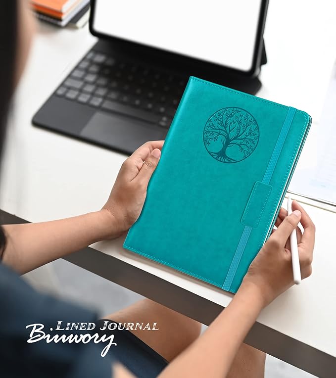 Lined Journal Notebook for Women Men,256 Pages A5 Hardcover Leather Journals for Writing,Travel,Business,Work & School,College Ruled Notebooks for Note Taking,Diary Notepad 5.7"×8.3" (blue)