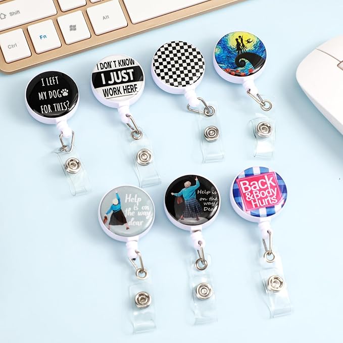 Cute Dinosaur Badge Reels Holder Retractable with ID Clip for Nurse Name Tag Card Nursing for Doctor Teacher Student Employee Office Medical Work