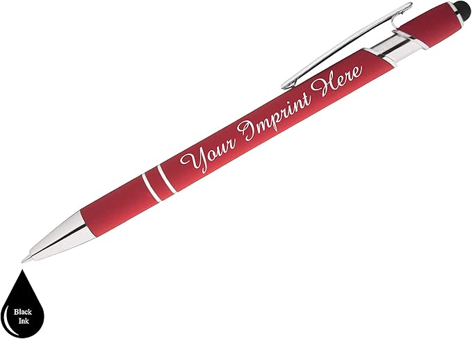 Up to 500 Pcs Custom Pens Bulk | Rainbow of Colors | Soft-Touch Metal Black Ink Personalized with Name or Message (Red, 150 pcs)