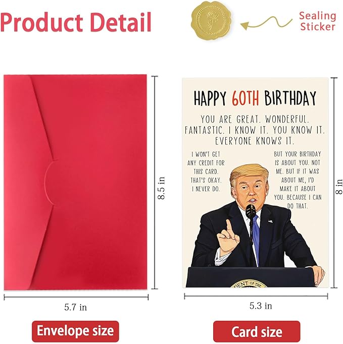 Funny Trump 60th Birthday Card, Naughty Donald 60th Birthday Gifts Cards for Men Women, Great 60 Year Old Birthday Gifts for Him Her, Unique 60th Bday Decorations Ideas