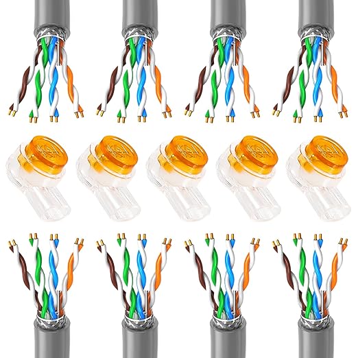 200pcs K1 Telephone Wire Splice Connector Waterproof UY Gel Filled Wire Button Connector Orange Clear Phone Splice Network Cable Terminals