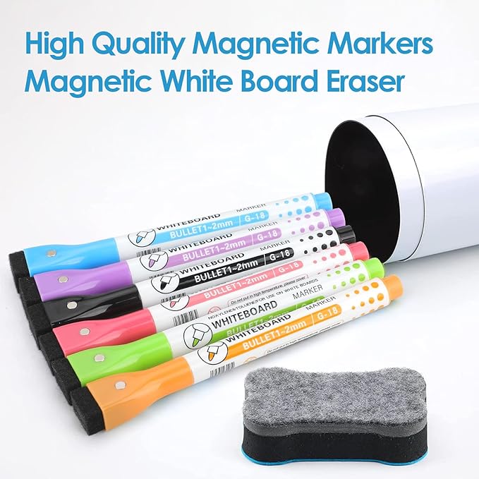 MaxGear 16 X 12 inch Magnetic Dry Erase Whiteboard for Refrigerator, Fridge Whiteboard Sheet Fridge Shopping List Office Notice Board with New Stain Resistant Technology (Include 1 Eraser,6 Markers)