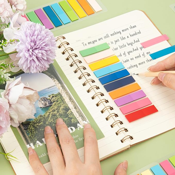 ZTML MS 2400Pcs Sticky Book Tabs, Morandi Sticky Tabs, Book Tabs for Annotating Books, Sticky Notes, Morandi Page Markers, Multi-Colored Writeable and Repositionable Book Flags Strip (2400Pcs)