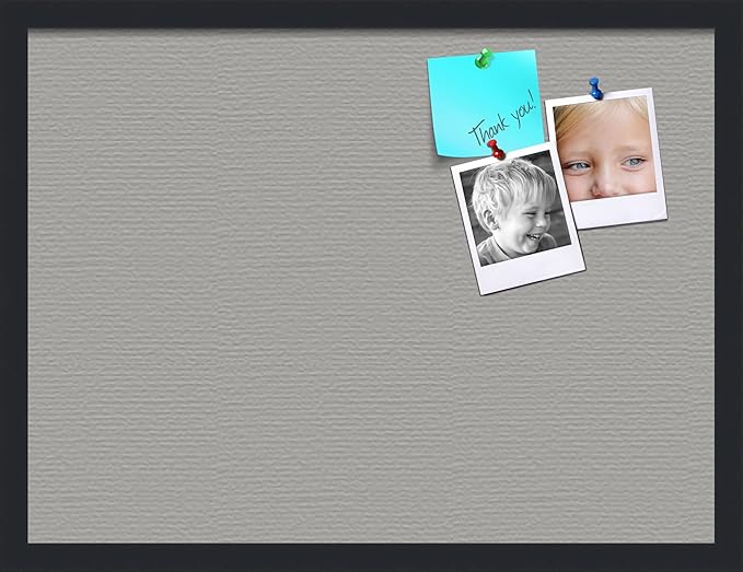 PinPix 24x18 Inch Cork Bulletin Board. This Decorative Framed Pin Board Comes with Dark Stone Design and a Satin Black Frame. Ideal for Home Office Decor or Message Board (PinPix-1808)