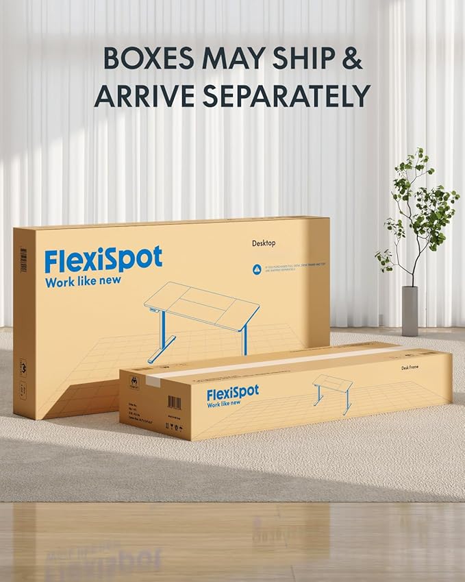 FLEXISPOT 71 x 32 Inch Large Standing Desk, Stand Up Desk with Splice Board, Rising Desks for Home Office, Office Desk with Cup Holder and Headphone Hook (Black Frame + Black Top, 2 Packages)