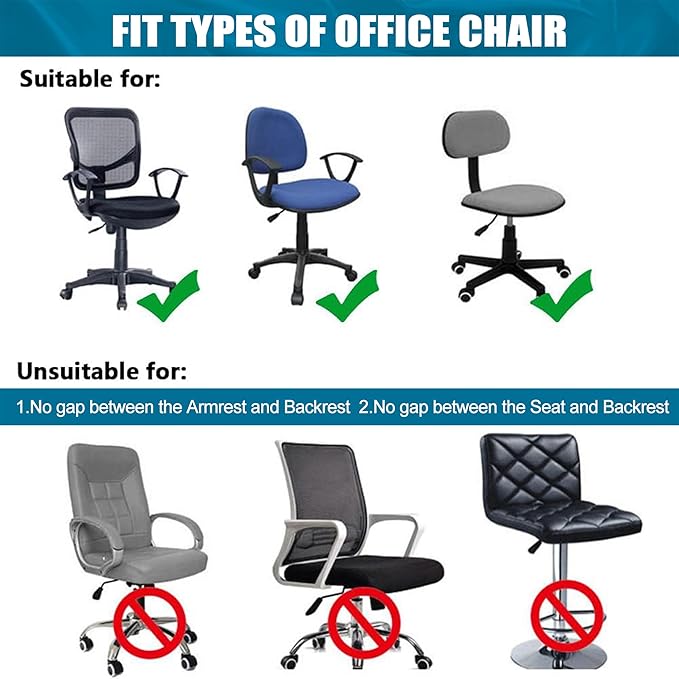 Smiry Stretch Printed Office Computer Chair Covers, Universal Washable Removable Desk Rotating Chair Slipcovers Protector, Seat + Backrest Cover - Blue Green