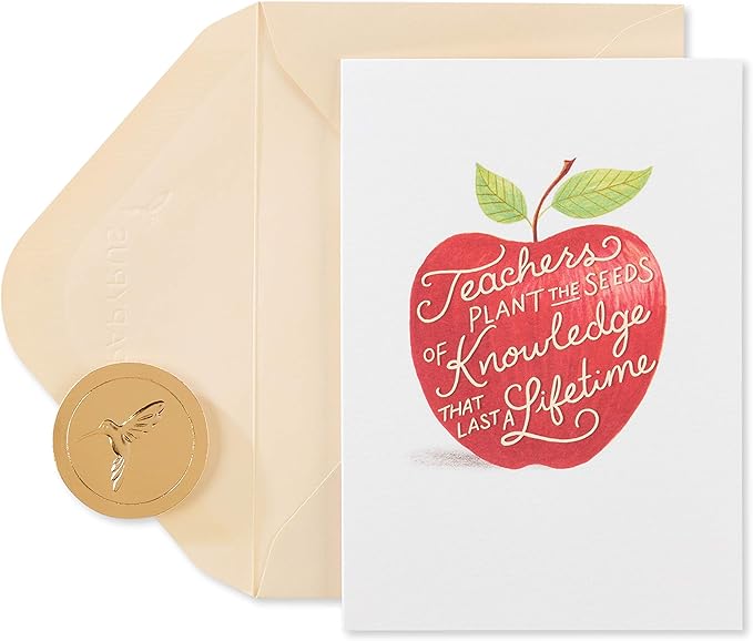 Papyrus Blank Cards with Envelopes, Apple for Teacher (14-Count)