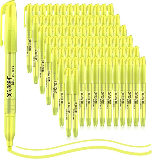 80 packs of highlighters, yellow highlighter, wide chisel tip marking, quick drying, bulk fluorescent pen marking, non-toxic and tasteless, suitable for schools offices and home.
