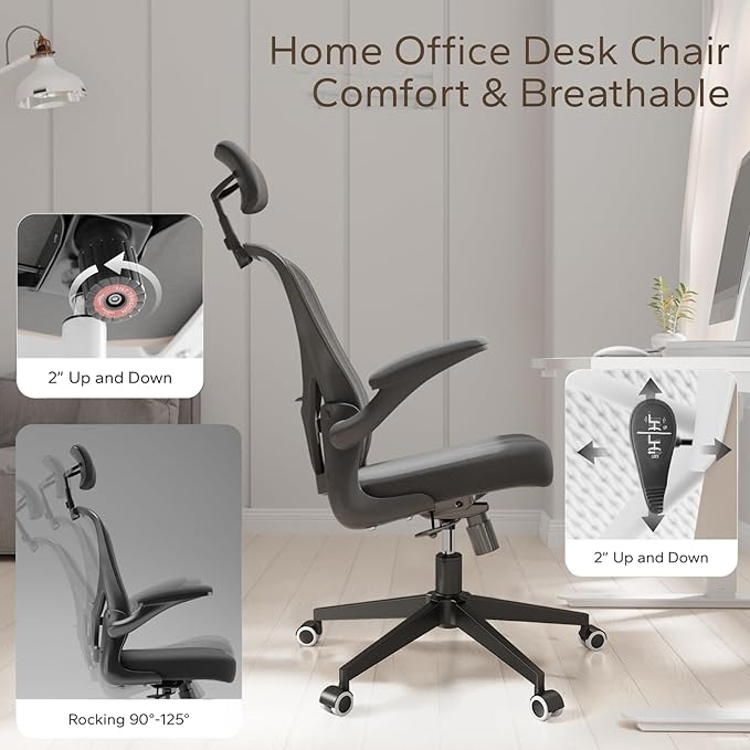 Desk Office Chairs Computer Mesh Chair Executive Chair with Lumbar for Home & Office (04Black)