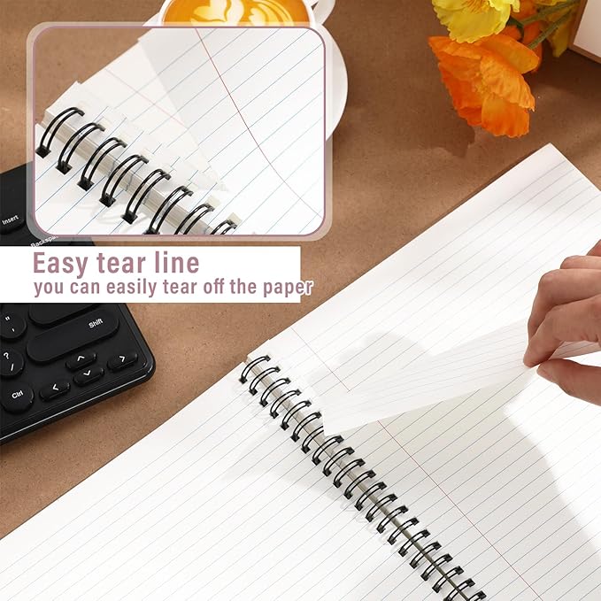 Glenmal 6 Pcs Spiral Notebook for Work A4 8.5 x 11'' College Ruled Spiral Journal Notebook Kraft Cover Ruled Paper, 120 Sheets 240 Pages for Office Study Supplies(Dreamy Colors)