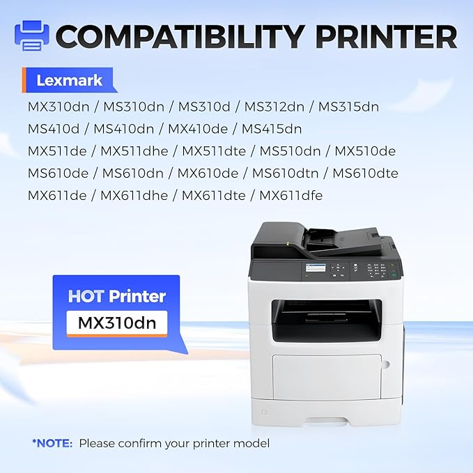 50F0Z00 Imaging Unit (Not Toner)High Yield 1-Pack Replacement for Lexmark 50F0Z00 Drum Unit Compatible for Lexmark MX310 MS310 MS312 MS315 MX511 MS510 MX510 MS410 MX410 MS415 MS610 MX611 Laser Printer