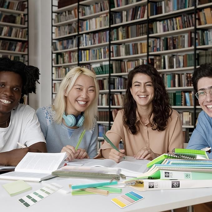 Colarr 54 Pieces Aesthetic School Supplies Including Pastel Highlighters Document Bags Pencils Notebooks Pencil Pouch Ink Pens Sticky Notes Erasers Back to School Gift Stationary Kit(Green)