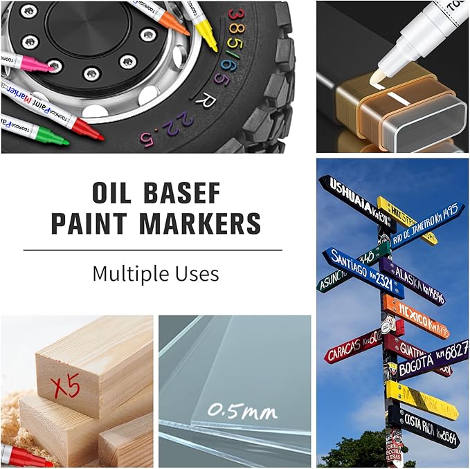 Pink Permanent Paint Pens - 2 Pack Oil Based Paint Markers for Rock Painting Car Tyre Metal, Plastic, Canvas, Mugs, Wood, Glass, Quick Drying and Waterproof, Medium Point