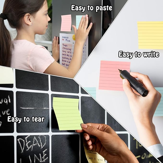 Fainne 120 Pack Sticky Notes 3x3 Bulk Back to School Supplies Self Stick Note Pads Lined Adhesive Paper Memo Colorful Gifts for First Day of School Student Teacher Office, 50 Sheets/Pad