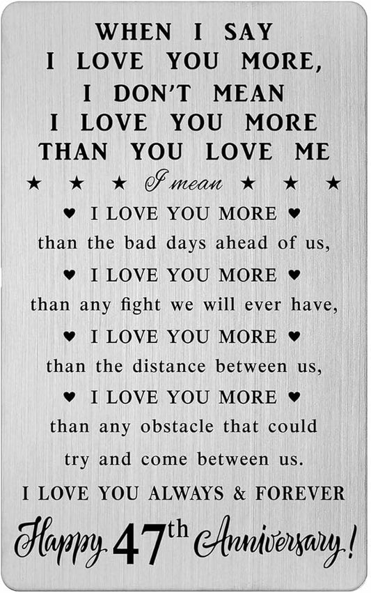 47 Year Anniversary Card Gifts for Him Her - Steel Card Gifts for Men - 47th Wedding Anniversary Wallet Cards Gift