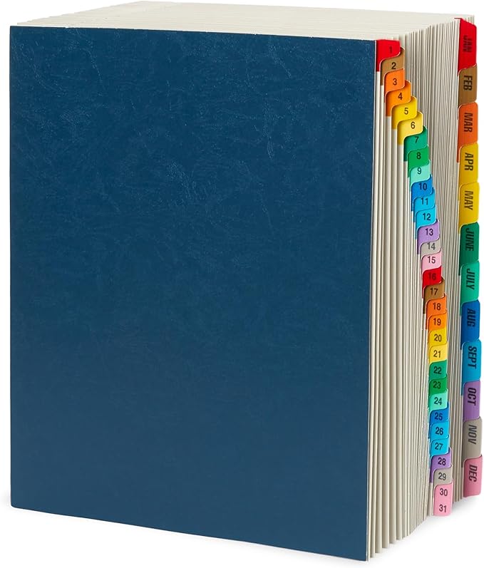 Blue Summit Expandable Monthly File Organizer, Ticker File Combo 31 Daily and 12 Monthly Tabs, Letter Size 12 Month Folder Organizer for Invoices and Documents