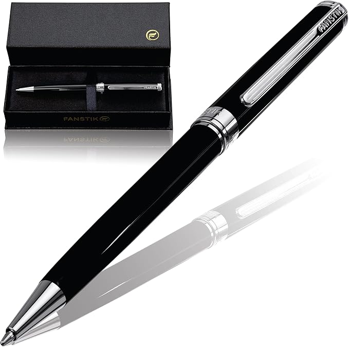 Black & Silver Luxury ballpoint Pen (Made In USA) fancy gift set for women, Chrome Finish, Professional executive pen gift set for men (Lux BallPoint Black-Silver)