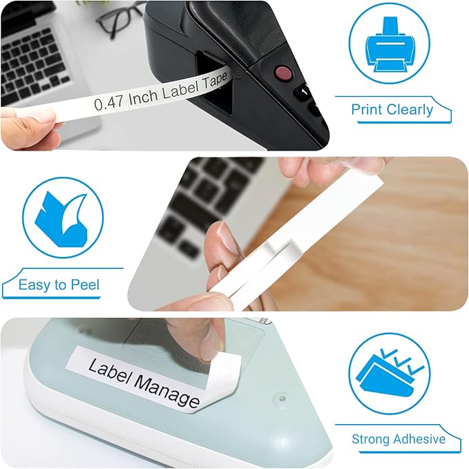 6-PK Replacement for Brother TZe-231 P Touch Label Tape 12mm 0.47 Laminated Black on White, Label Maker Tape TZ-231 for Brother Ptouch Label Maker PT-D220 D210 H110 D400 D600 1880 1900