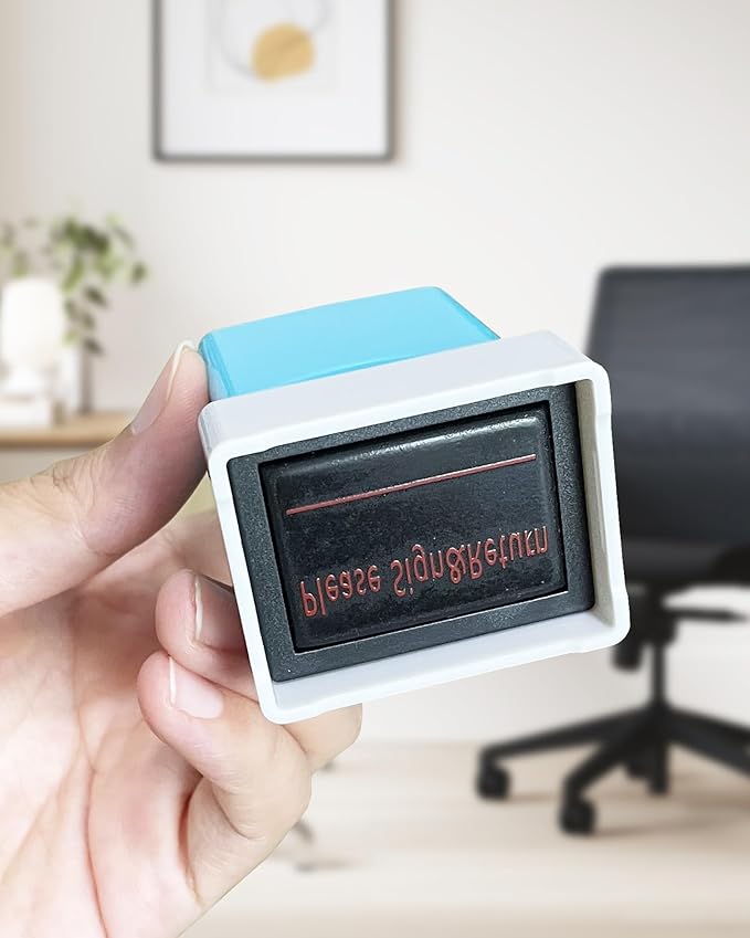 WAFJAMF Please Sign& Return Stamp–Message Stamp Pre-Inked Office Stamp Refillable Red Ink Preinstalled - Medium