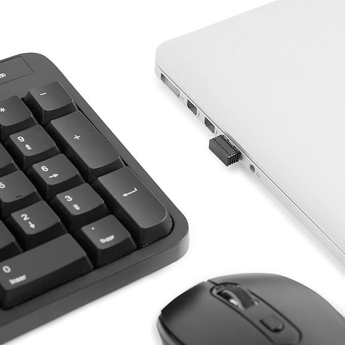 Amazon Basics Ergonomic Wireless Keyboard and Mouse Combo for Comfortable PC and Laptop Use, 2.4 GHz USB, Black