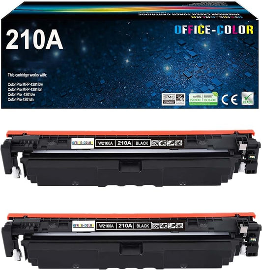 210A Black Toner Cartridge Replacement for HP 210A W2100A for HP Laser Color MFP 4301fdw 4301fdn Pro 4201dw 4201dn Series Printer Toner (2 Black)