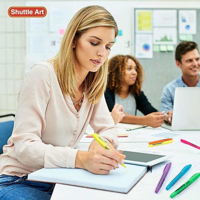 Shuttle Art 288 Pack Highlighters, Highlighters Assorted Colors Set, 8 Bright Colors Chisel Tip Dry-Quickly Non-Toxic Highlighter Markers Bulk for Adults Kids Highlighting in Home School Office