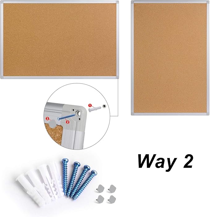 Board2by Cork Board Bulletin Board 20 x 30 Inches, Silver Aluminium Framed Corkboard, Office Board for Wall Cork, Large Wall Mounted Notice Pin Board