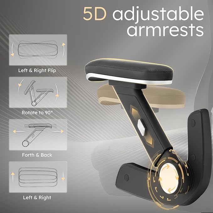 750lbs Big and Tall Office Chair- Heavy Duty Executive Chair with 5D Flip Arms and Adjustable Lumbar Support, Ergonomic Mesh High Back Desk Chair, Ergonomic Executive Home Office Computer Chair