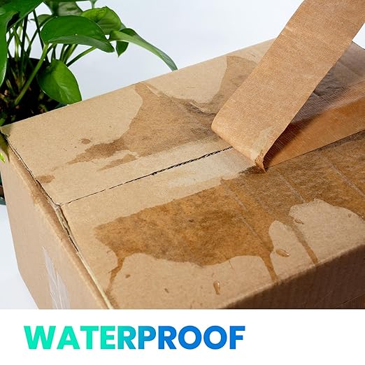 ADHES Heavy Duty Kraft Paper Tape, 7.5mil, 2 Inch x 55 Yards x 12 Rolls, Biodegradable Paper Packing Tape Writable & Uncoated Brown Packing Tape for Shipping, Moving, Sealing