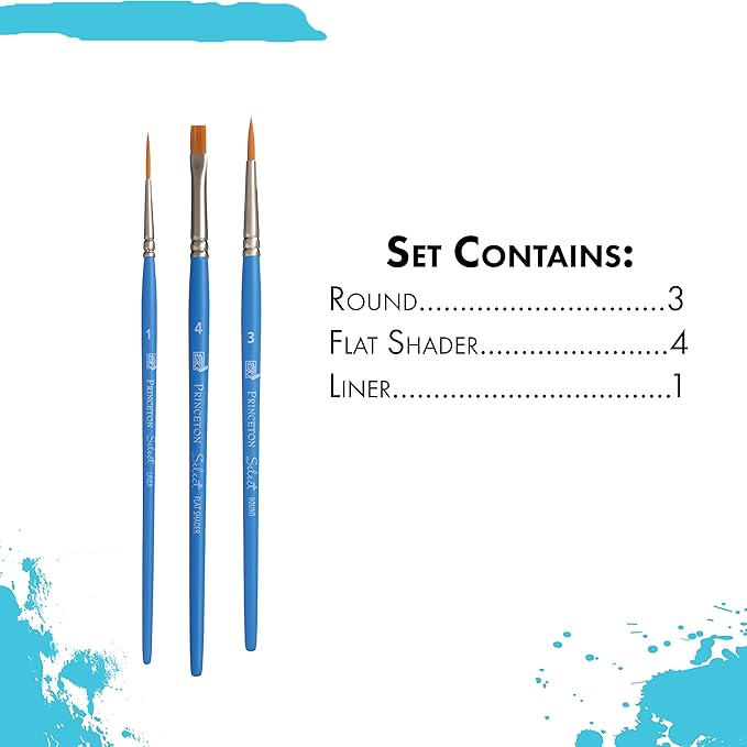 Princeton Select Artiste Paintbrush, 3-3 Brush Set, Blue