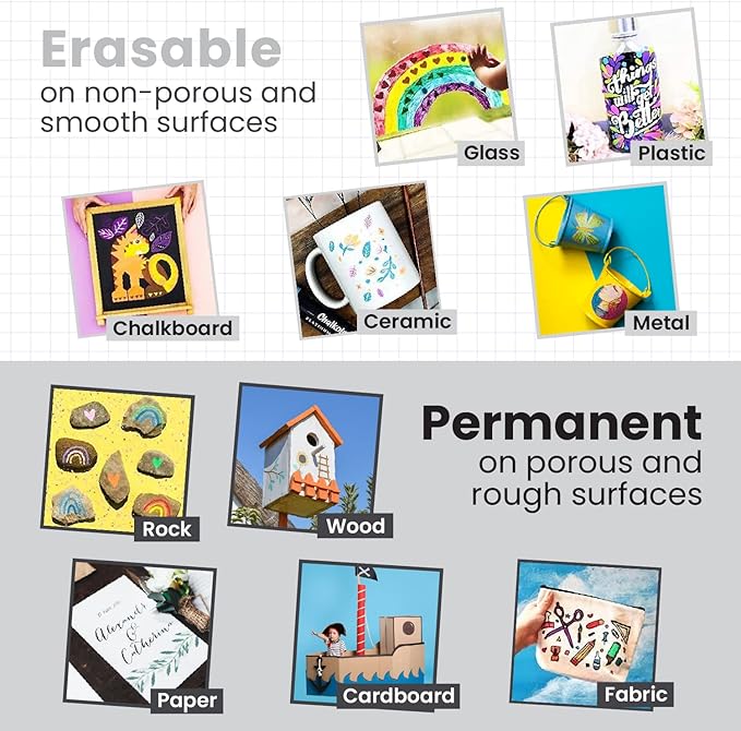 5 Silver Chalkboard Chalk Markers - Silver Dry Erase Markers for Blackboard, Chalkboard Signs, Windows, Glass | Variety Pack - Fine & Jumbo Size Ink Pen (1mm, 3mm, 6mm, 10mm, 15mm)