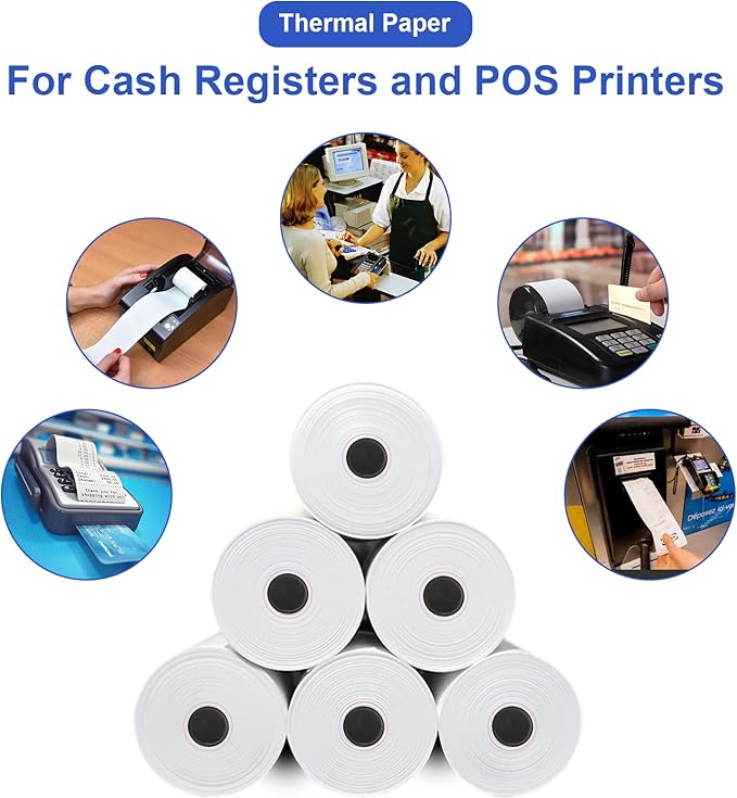 9527 Product 2 1/4'' x 50' Thermal Receipt Paper, Paper Cash Register Roll POS thermal Paper, 500 Rolls Total