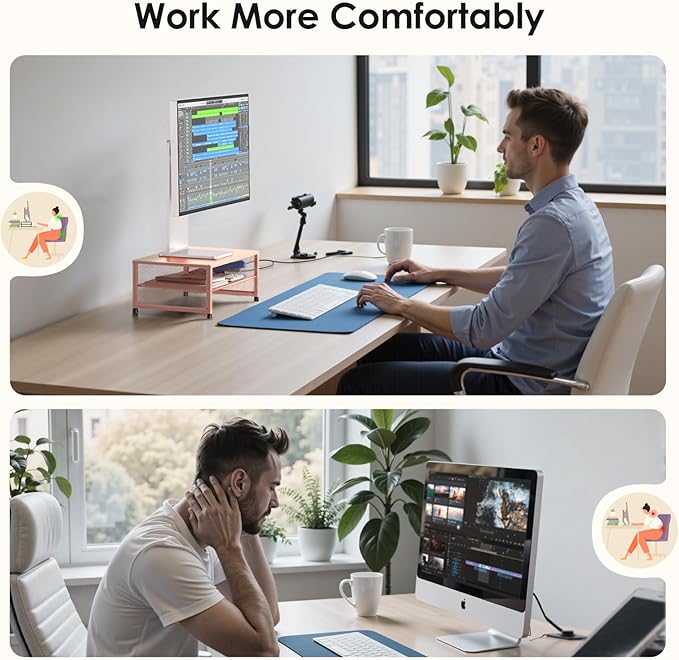 Computer Monitor Stand Riser, Desk Organizers and Accessories, Printer & Laptop Stand, Office Desk Accessories & Desktop Workspace Organizers for Office Supplies (Rose Gold)