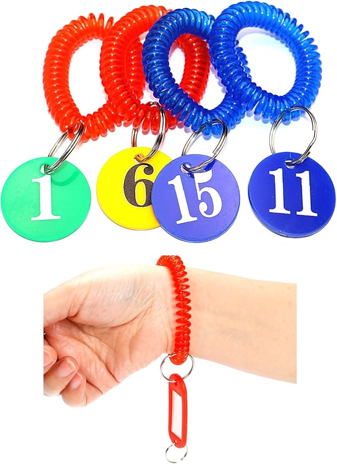 Pack of 36 Colorful Spring Spiral Wrist Coil Key Chain, Wristband Key Ring (Purple)