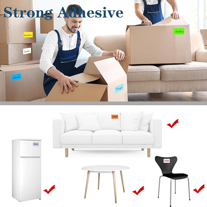 Colored Labels Stickers 3 x 5 Inch, Removable Rectangular Moving Labels, Large Color Coding Labels Moving Stickers- 200 Pack/Yellow