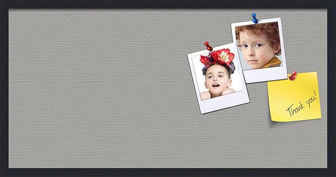 PinPix 36x18 Inch Cork Bulletin Board. This Decorative Framed Pin Board Comes with Dark Stone Design and a Satin Black Frame. Ideal for Home Office Decor or Message Board (PinPix-1808)
