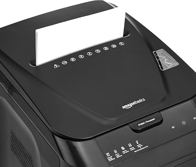 Amazon Basics 150 Sheet Autofeed Micro Cut Paper Credit Card Shredder for Security, Black