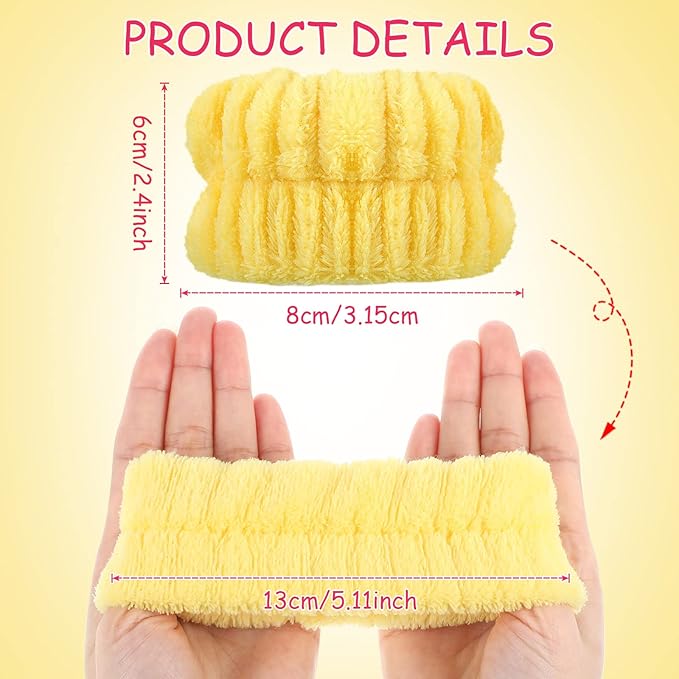 Chuangdi 4 Pairs Wrist Bands for Washing Face Wrist Spa Microfiber Wash Towel Band Scrunchies Absorbent Wristbands Sweatband for Women Prevent Liquid from Spilling