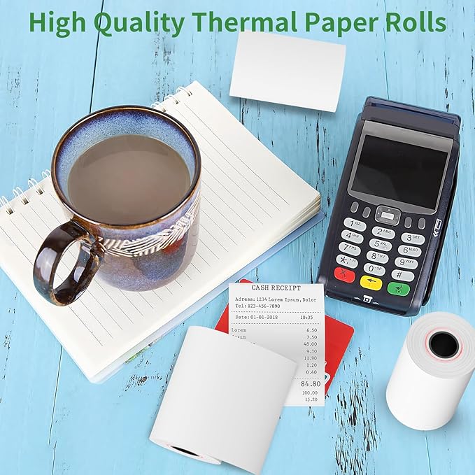 2 1/4" 85' feet Thermal Paper,BPA Free Receipt Paper,Cash Register Paper Rolls Fits for Most Credit Card Terminals,5 rolls