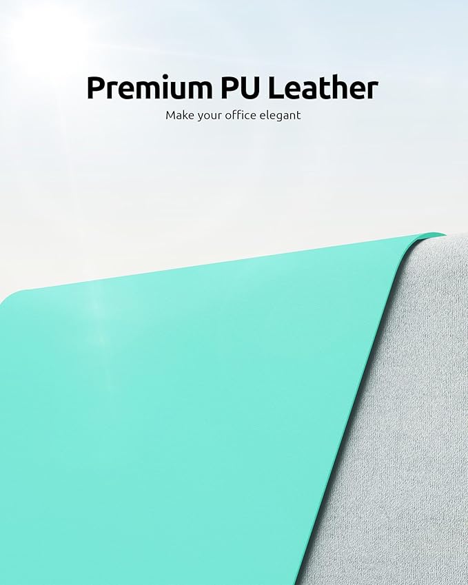 YSAGi Leather Desk Protector, Office Mat, Large Mouse Mat, Non-Slip PU Leather Blotter, Laptop Pad, Waterproof Writing Pad for Office and Home (Calamine Blue, 31.5" x 15.8")