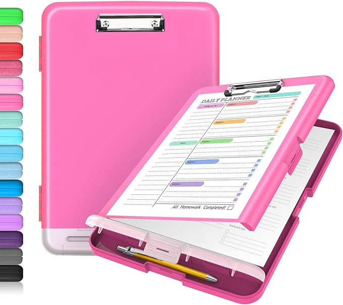 Sooez Clipboard with Storage, High Capacity Nursing Clipboards with Pen Holder, Heavy Duty Plastic Storage Clipboard with Low Profile Clip, Clipboard Folder, Teacher Must Haves, Office Supplies