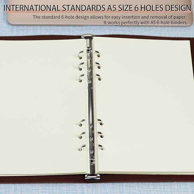 A5 Blank Refill Paper, A5 Loose Leaf Paper 6 Hole Notebook Refills for 6 Ring Refillable Binder Notebook Planner Diary Journals Painting -Blank Pages,80 Sheets/160 Pages