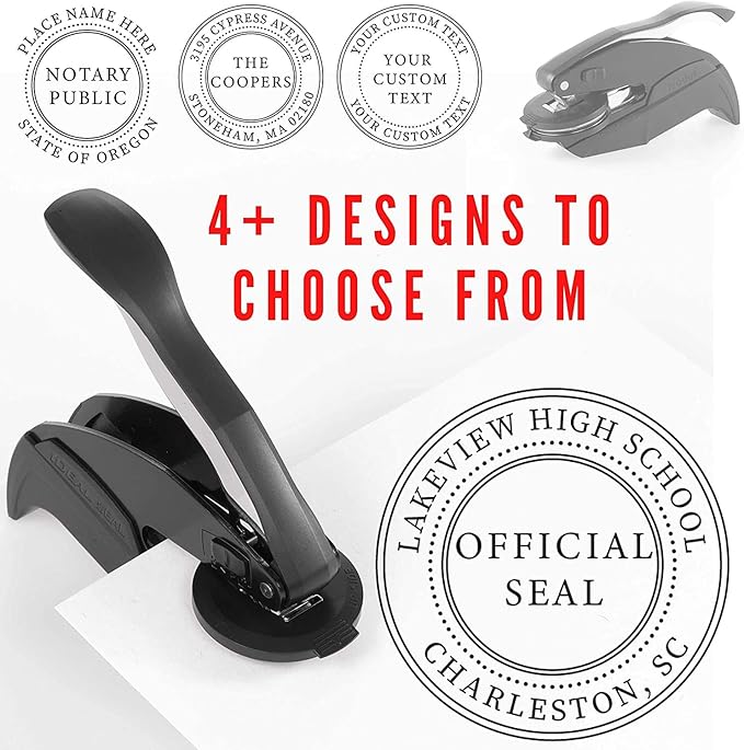 Official Seal Embosser - Custom Notary Embosser, Book & Library Stamp, 1 5/8