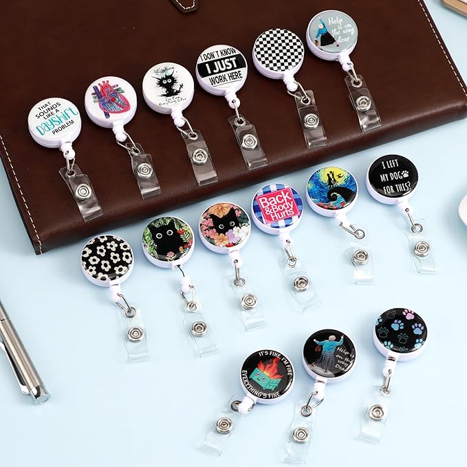 Cute Dinosaur Badge Reels Holder Retractable with ID Clip for Nurse Name Tag Card Nursing for Doctor Teacher Student Employee Office Medical Work