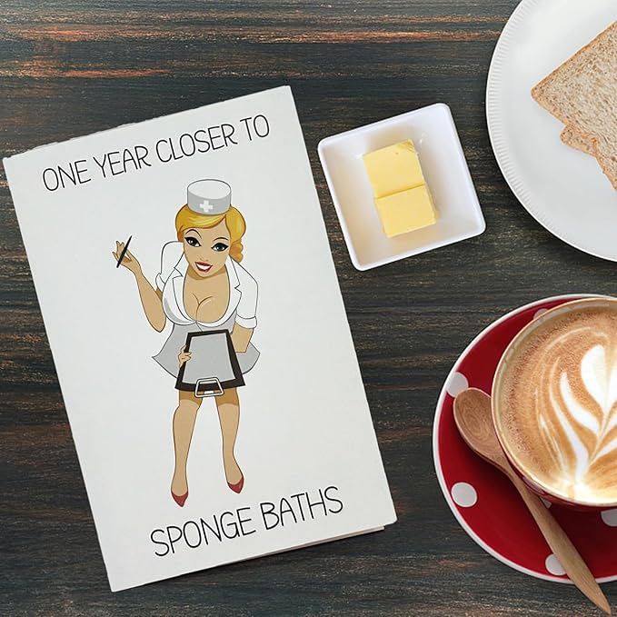 Funny Birthday Card for Women or Men,Birthday Gift for Sister Brother Wife Husband Friend-ONE YEAR CLOSER TO SPONGE BATHS