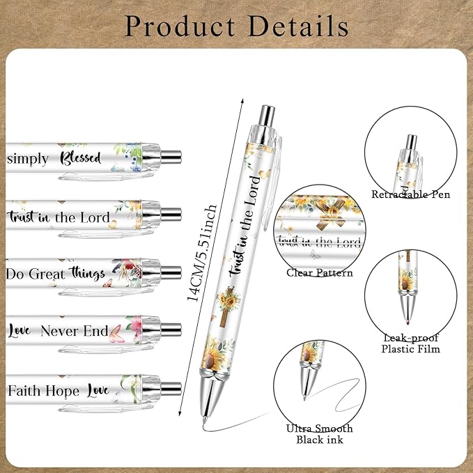 30 PCS Bible Verse Pens, Christian Pen Set, Christian Ballpoint Pens for School Office Church Supplies