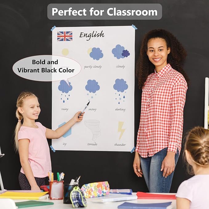 SFAIH Fine Tip Dry Erase Markers - 144 Pack Black Whiteboard Erasable Markers Bulk for Kids Adults, Ideal for Classroom School Office Home Use on White Board, Non-Toxic Easy Clean