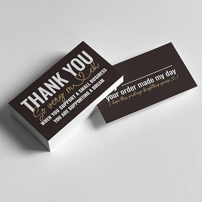 ITZAMNA Thank you for supporting small business cards Customer appreciation note cards Pink Script with Heart Pack of 100 black