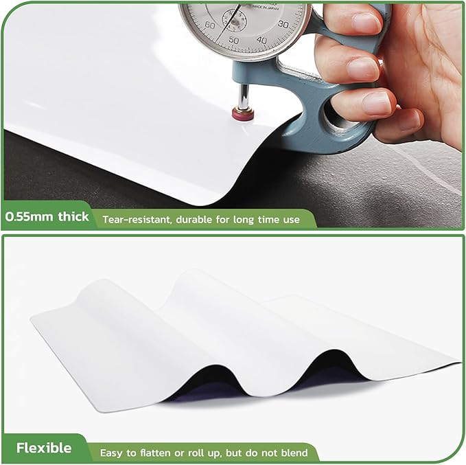 Magnetic Dry Erase Board: Small Fridge Whiteboard, Flexible Refrigerator Magnet White Board, Blank Writing Note Sheet with Dishwasher Magnet Clean Dirty Sign, 4 Markers & Eraser - 17 x 11