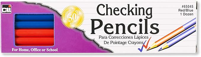 Charles Leonard Checking Pencil, Combination Red and Blue Colored Leads, 12/Box (65045)